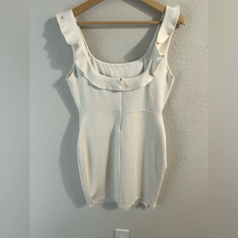 Lulus Dream Girl White Ruffled Bodycon Dress M Party Cocktail Sleeveless Flirty - Picture 6 of 10